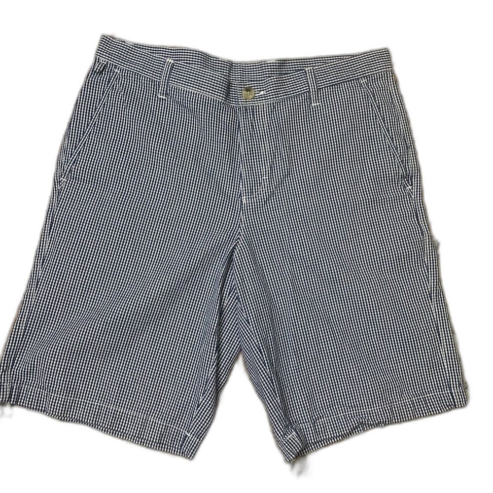 Mens Columbia PFG Navy White Gingham Shorts Fishing Pickleball Outdoors‎ Hiking